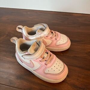Nike Pink and White Velcro Sneakers-Size 7